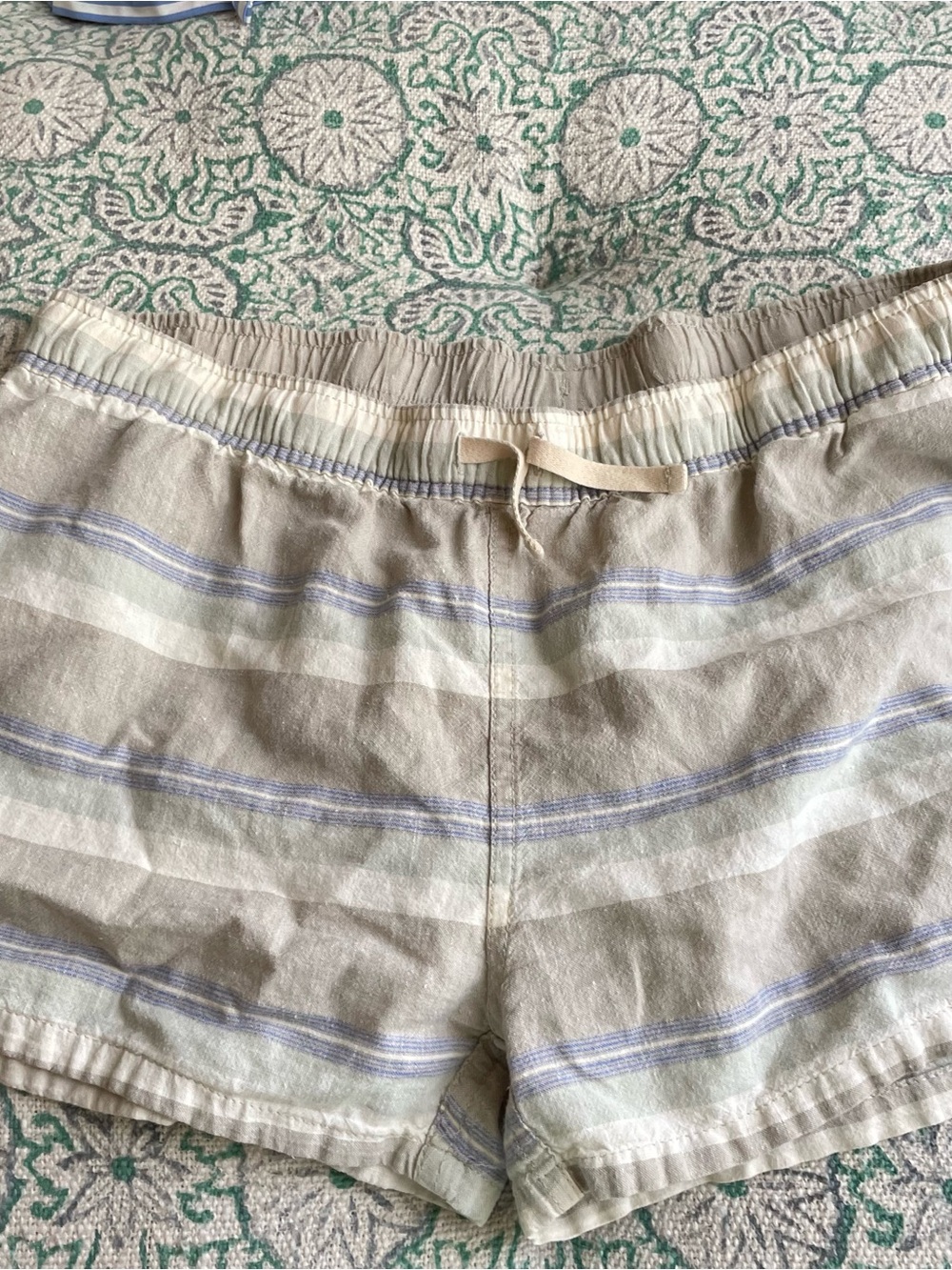 Patagonia Beige and Light Blue Striped Women's Shorts